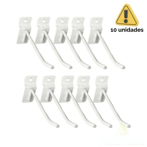 Gancho para painel canaletado 10cm - Branco