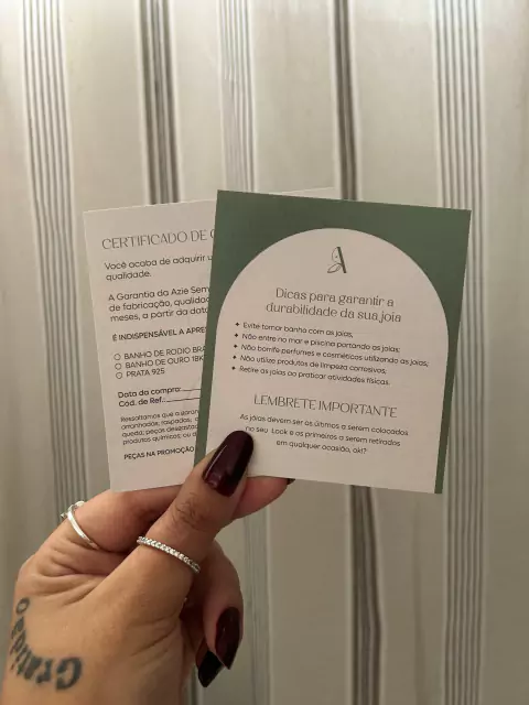 Certificado de Garantia + Cuidados - comprar online