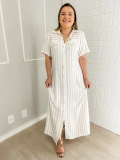 Chemise Listrado Viscolinho Esther - Plus Size - comprar online