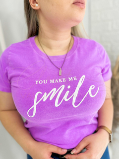 T-Shirt Estonada You make me Smile 100% algodão