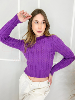 Cropped Stella Tricot Modal Trançada Manga Longa - Closet Valéria Espíndola