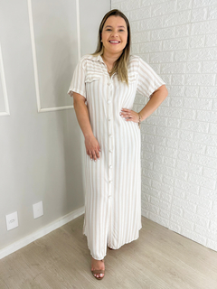 Imagem do Chemise Listrado Viscolinho Esther - Plus Size