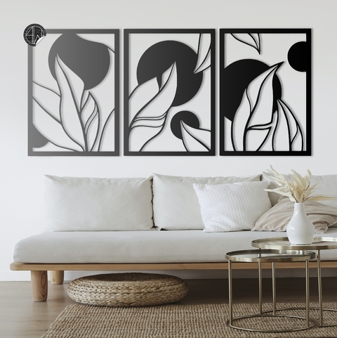 TRIPTICO ABSTRACT LEAVES