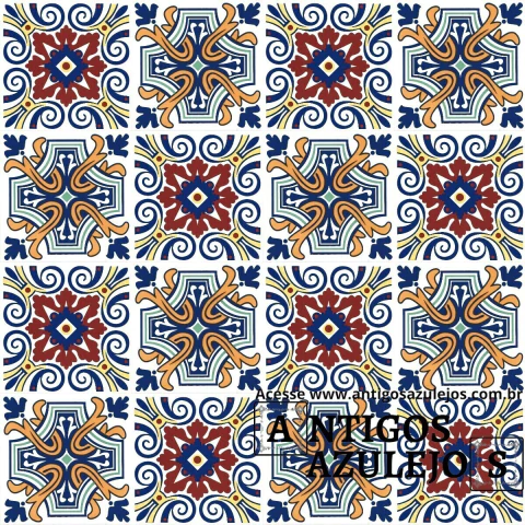 Kit Nicoly 22 peças Azulejo Português - Colonial 15,4x15,4