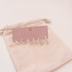 Trio de Argolinhas Cravejada Maria