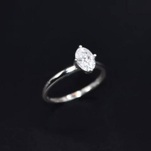 Anel Solitário Prata 925 com Banho de Ródio Pedra Moissanite 1.0ct - comprar online