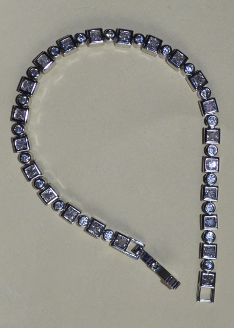 Pulseira Banhada a Ródio Riviera Duo Cut - comprar online