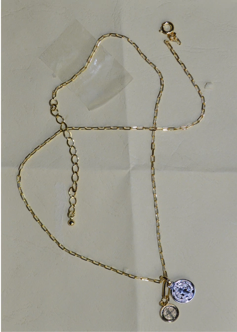 Colar Banhado a Ouro e Ródio Medalhas de São Bento - comprar online