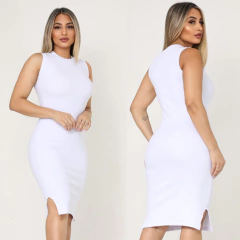 Vestido Regatinha Tubinho Com Fenda Luxuoso - Rocha Forte Modas