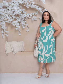 ATACADO - Vestido Midi Soltinho Plus Size Feminino Alça Grossa Confortável e Elegante