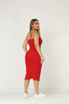 Vestido Tomara Que Caia Midi Tubinho Modelador Fenda Lateral na internet