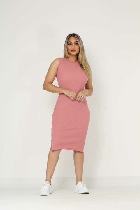 Apenas Atacado - Vestido Regatinha Tubinho Com Fenda Luxuoso - comprar online