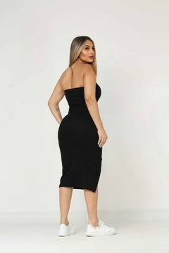 Imagem do Vestido Tomara Que Caia Midi Tubinho Modelador Fenda Lateral