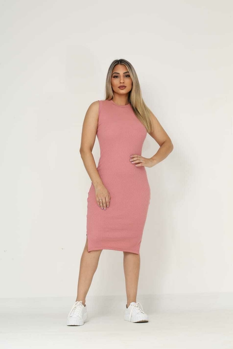 Vestido Regatinha Tubinho Com Fenda Luxuoso