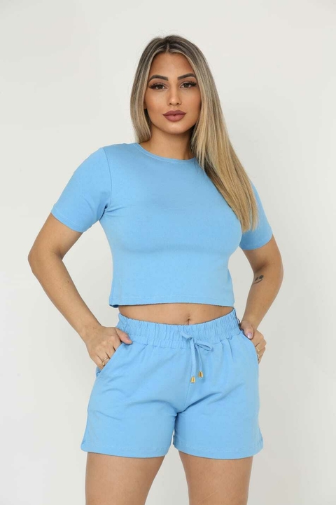Conjunto Feminino Soltinho De Short E Blusa Cropped Verão
