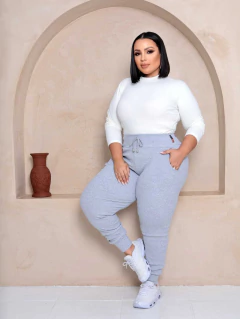 Calça Jogger Skinny Feminina Plus Size Em Ribana Canelado. - comprar online