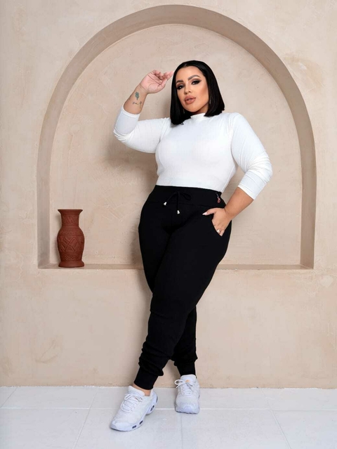 Apenas Atacado - Calça Jogger Skinny Feminina Plus Size Em Ribana Canelado - comprar online