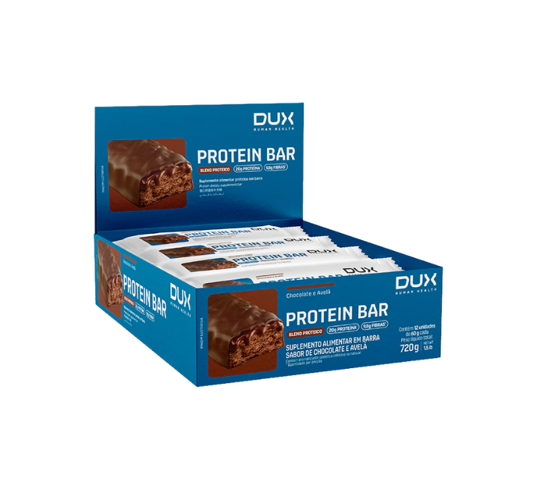 PROTEIN BAR CHOCOLATE E AVELÃ (CAIXA COM 12 UN.) - DUX NUTRITION