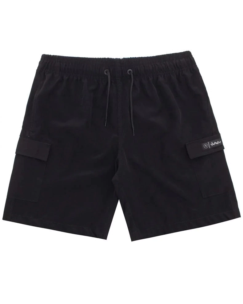 Shorts Stranger Tactel Cargo Letters Tag - Preto