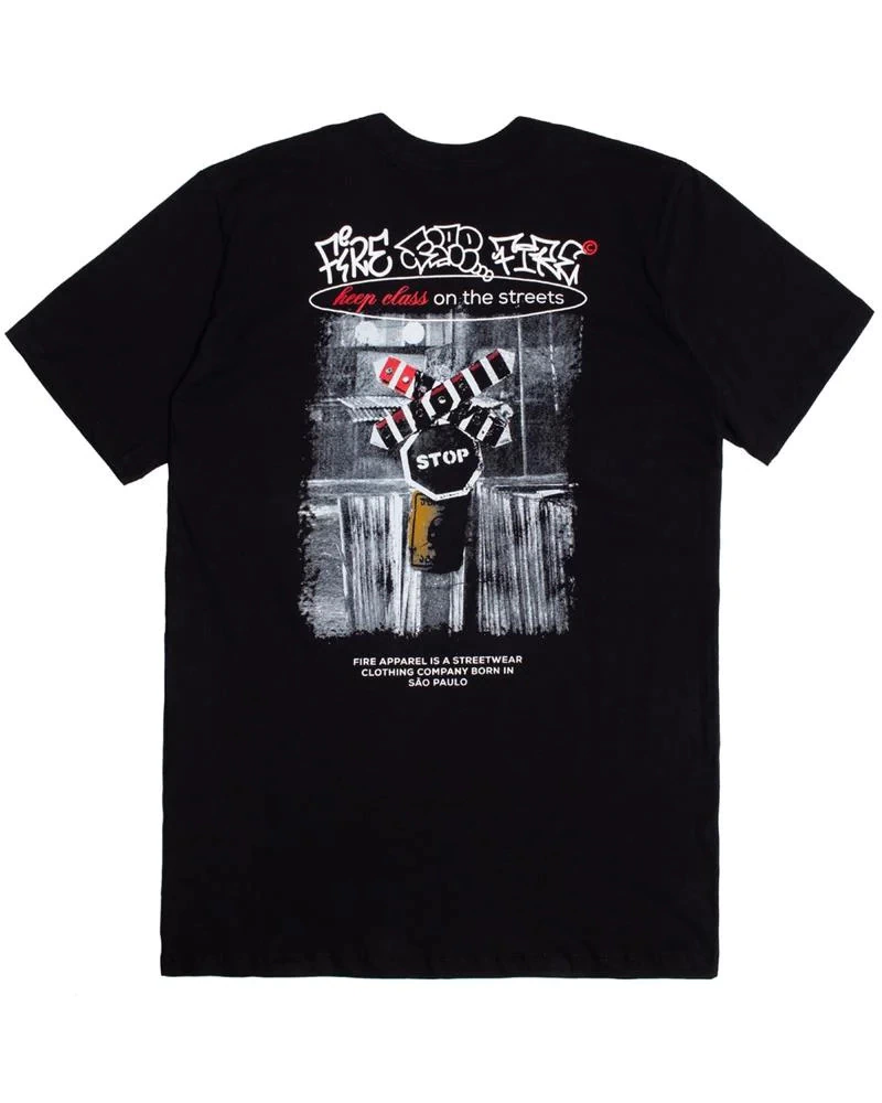 Camiseta Fire Diagram...Stop - Preta