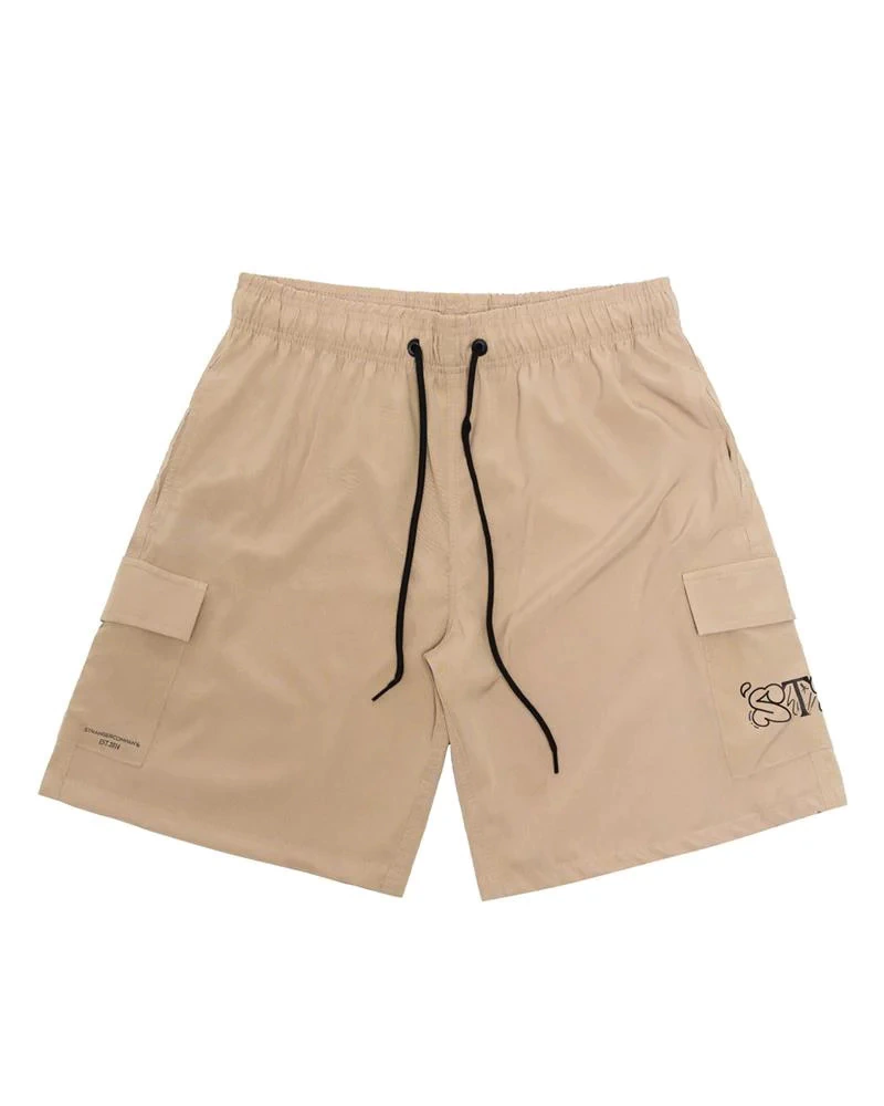 Shorts Stranger Tactel Cargo Mixed Art - Bege