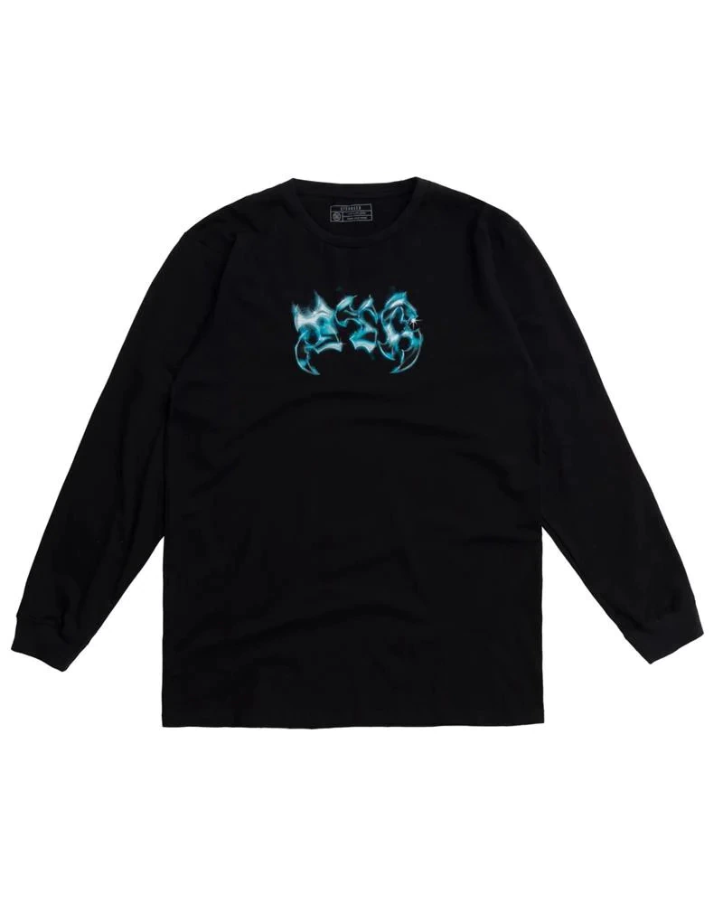 Camiseta Manga Longa Stranger Metallic Letters - Preta