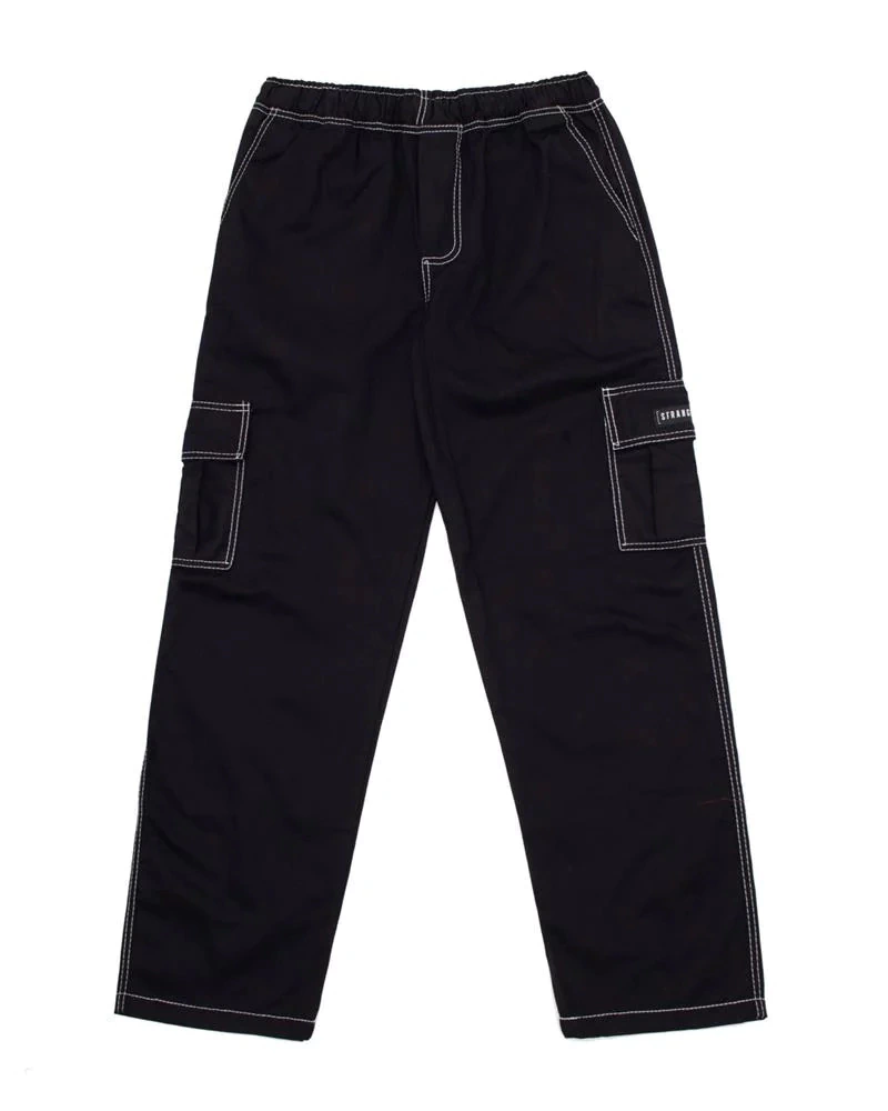 Calça Cargo Reta Stranger Com Costura Contrastante - Preta