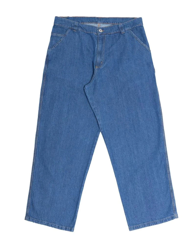 Calça Baggy Jeans Fire Reta Premium Express Logo - Azul