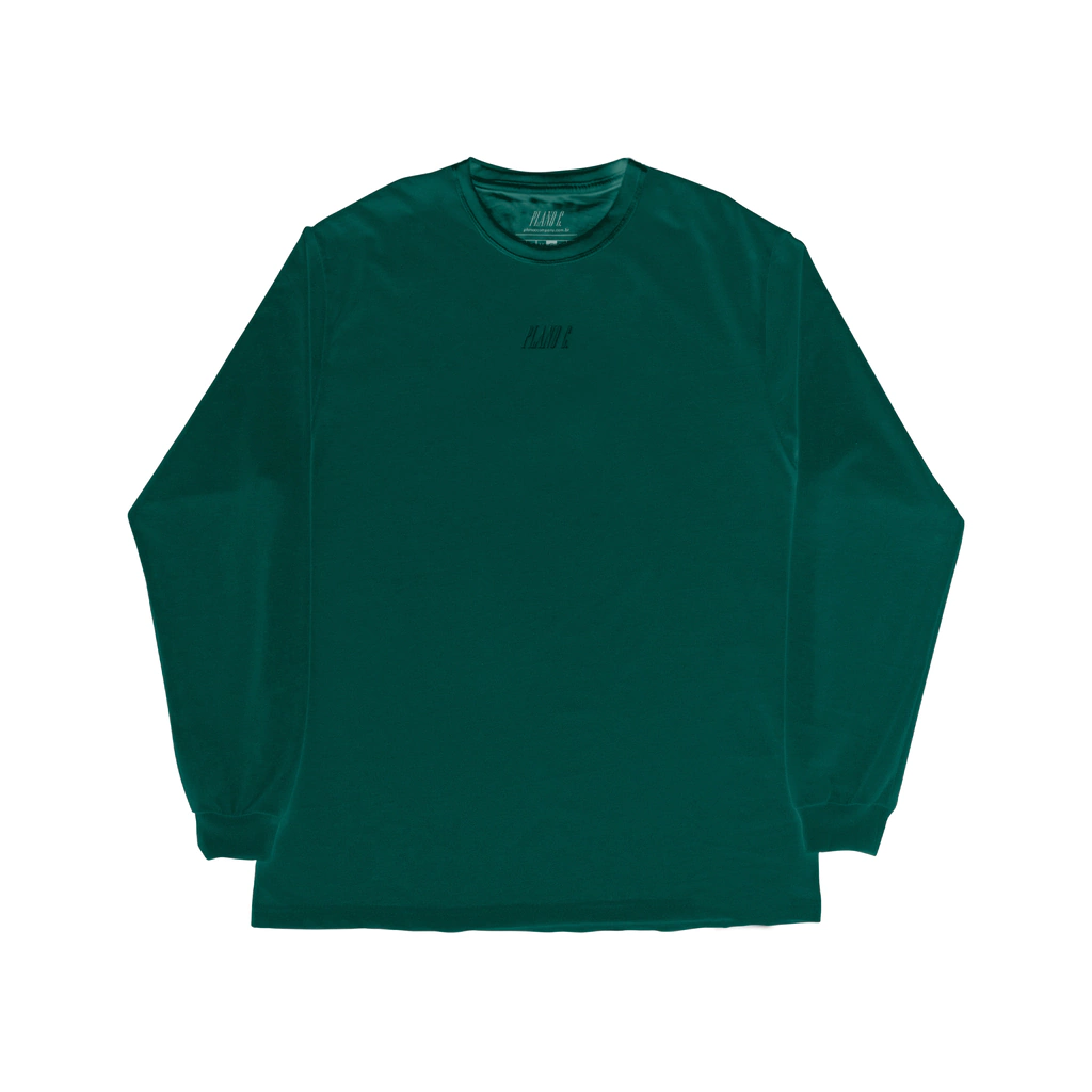 Camiseta Manga Longa Plano C Logo Bordada - Verde Militar
