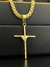 Corrente Cadeado Duplo Fecho Trava Dupla (3,5mm) + Pingente Cruz trançada M - Banho Ouro 18k - comprar online