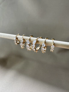 Trio Argola Cravejada Dourado - comprar online