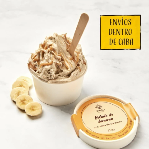 Helado de banana & salsa de caramelo - sin azúcar