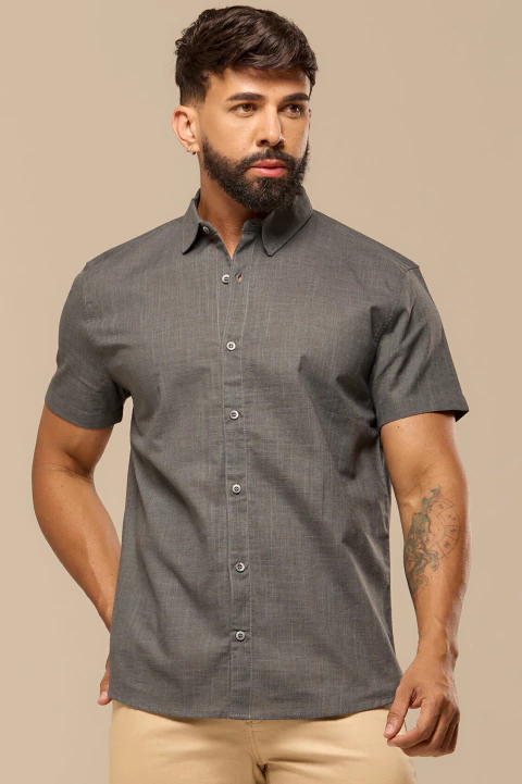 Camisa de Linho Manga Curta (lisa) - loja online