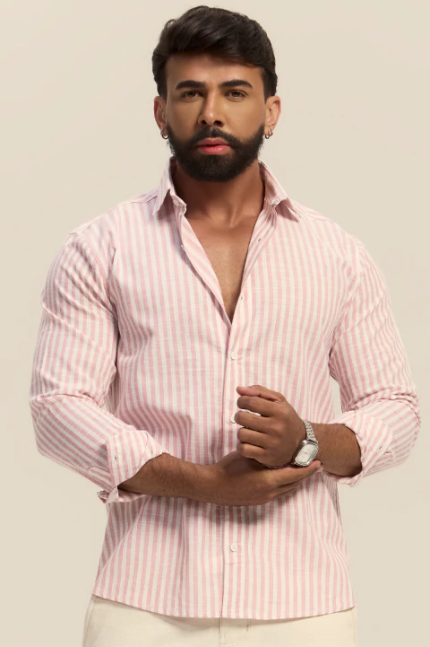 Camisa de Linho M. Longa LISTRADA - Malaca For Men