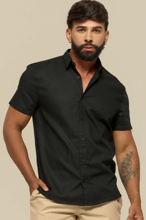 Camisa de Linho Manga Curta (lisa) na internet