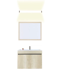 Gabinete De Baño Con Lavabo VINVENT Con Espejo Y Lampara