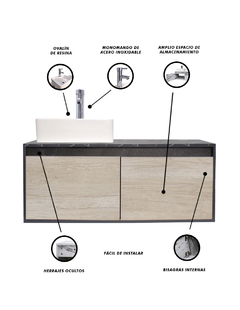 Gabinete Flotante Para Baño Con Lavamanos Y Llave OLIVIA en internet