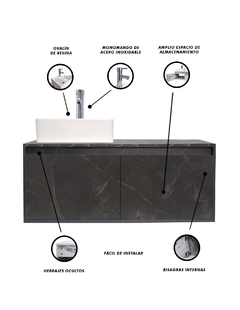 Gabinete Flotante Para Baño Con Lavamanos Y Llave OLIVIA - tienda en línea