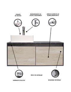 Imagen de Gabinete Flotante Para Baño Con Lavamanos Y Llave OLIVIA