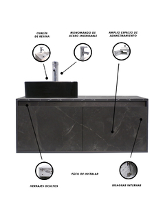 Gabinete Flotante Para Baño Con Lavamanos Y Llave OLIVIA