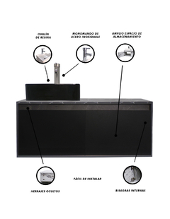 Gabinete Flotante Para Baño Con Lavamanos Y Llave OLIVIA - Decomobil