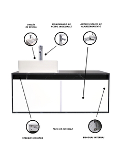 Gabinete Flotante Para Baño Con Lavamanos Y Llave OLIVIA en internet