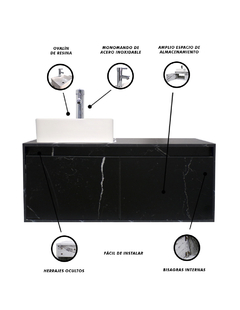 Gabinete Flotante Para Baño Con Lavamanos Y Llave OLIVIA - tienda en línea