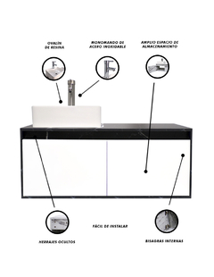 Imagen de Gabinete Flotante Para Baño Con Lavamanos Y Llave OLIVIA