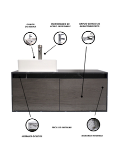Gabinete Flotante Para Baño Con Lavamanos Y Llave OLIVIA