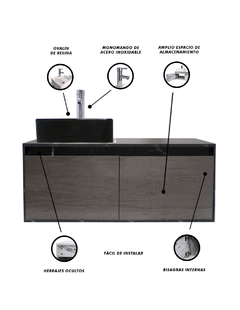 Gabinete Flotante Para Baño Con Lavamanos Y Llave OLIVIA