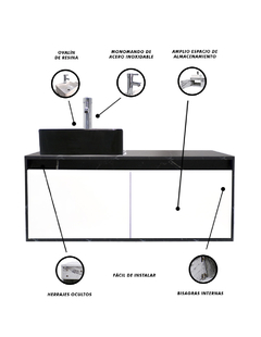 Imagen de Gabinete Flotante Para Baño Con Lavamanos Y Llave OLIVIA