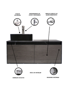 Gabinete Flotante Para Baño Con Lavamanos Y Llave OLIVIA - Decomobil