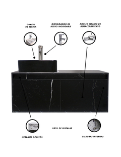 Gabinete Flotante Para Baño Con Lavamanos Y Llave OLIVIA - tienda en línea