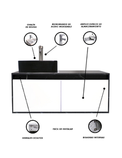 Gabinete Flotante Para Baño Con Lavamanos Y Llave OLIVIA en internet